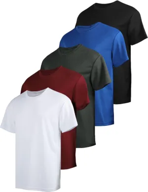 Yasumond 5 Pack Men's T-Shirts Short Sleeve Crew Neck Tee Tops Mesh Dry Fit Athletic Tee Shirts for Gym Workout Running