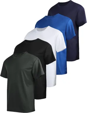 Yasumond 5 Pack Men's T-Shirts Short Sleeve Crew Neck Tee Tops Mesh Dry Fit Athletic Tee Shirts for Gym Workout Running