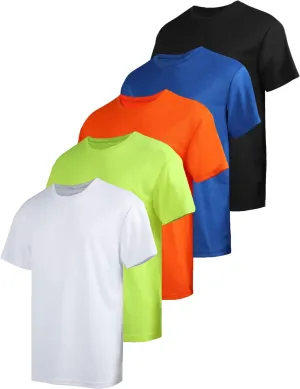 Yasumond 5 Pack Men's T-Shirts Short Sleeve Crew Neck Tee Tops Mesh Dry Fit Athletic Tee Shirts for Gym Workout Running