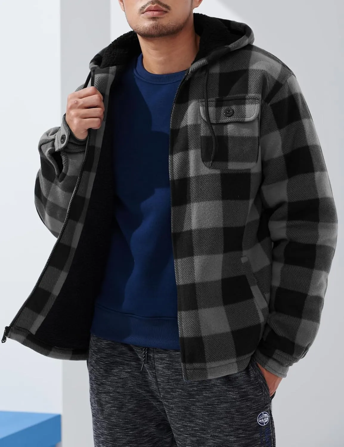 Yasumond Heavyweight Hoodie for Men Winter Fleece Lined Warm Jacket Full Zip Long Sleeve Outerwear