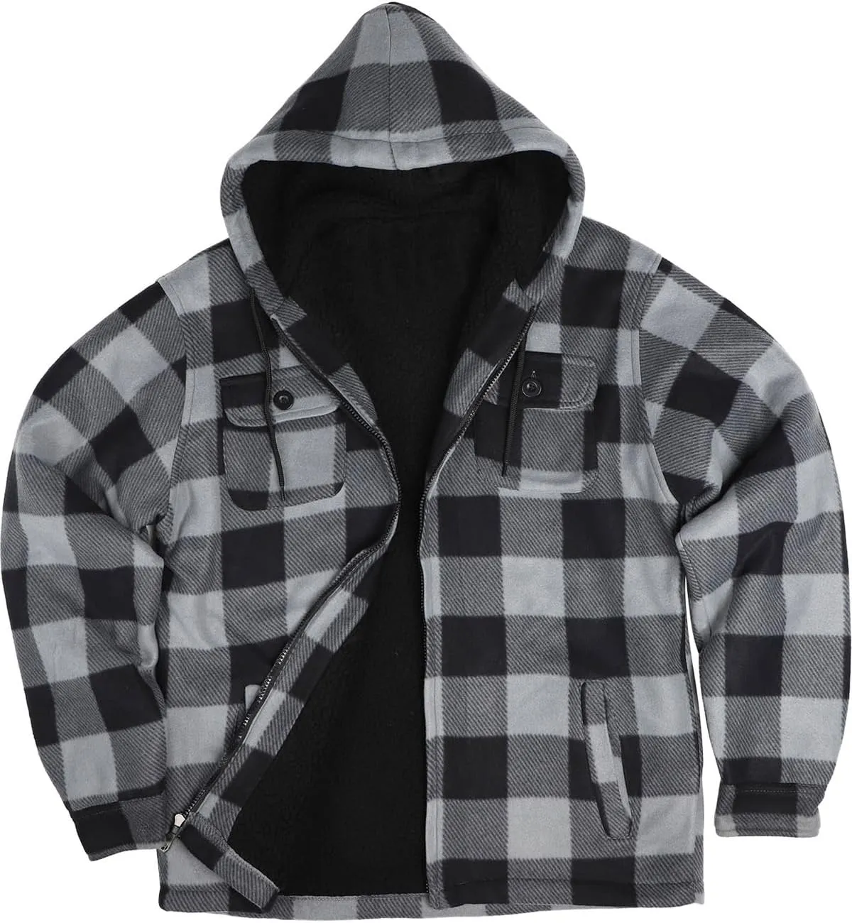 Yasumond Heavyweight Hoodie for Men Winter Fleece Lined Warm Jacket Full Zip Long Sleeve Outerwear