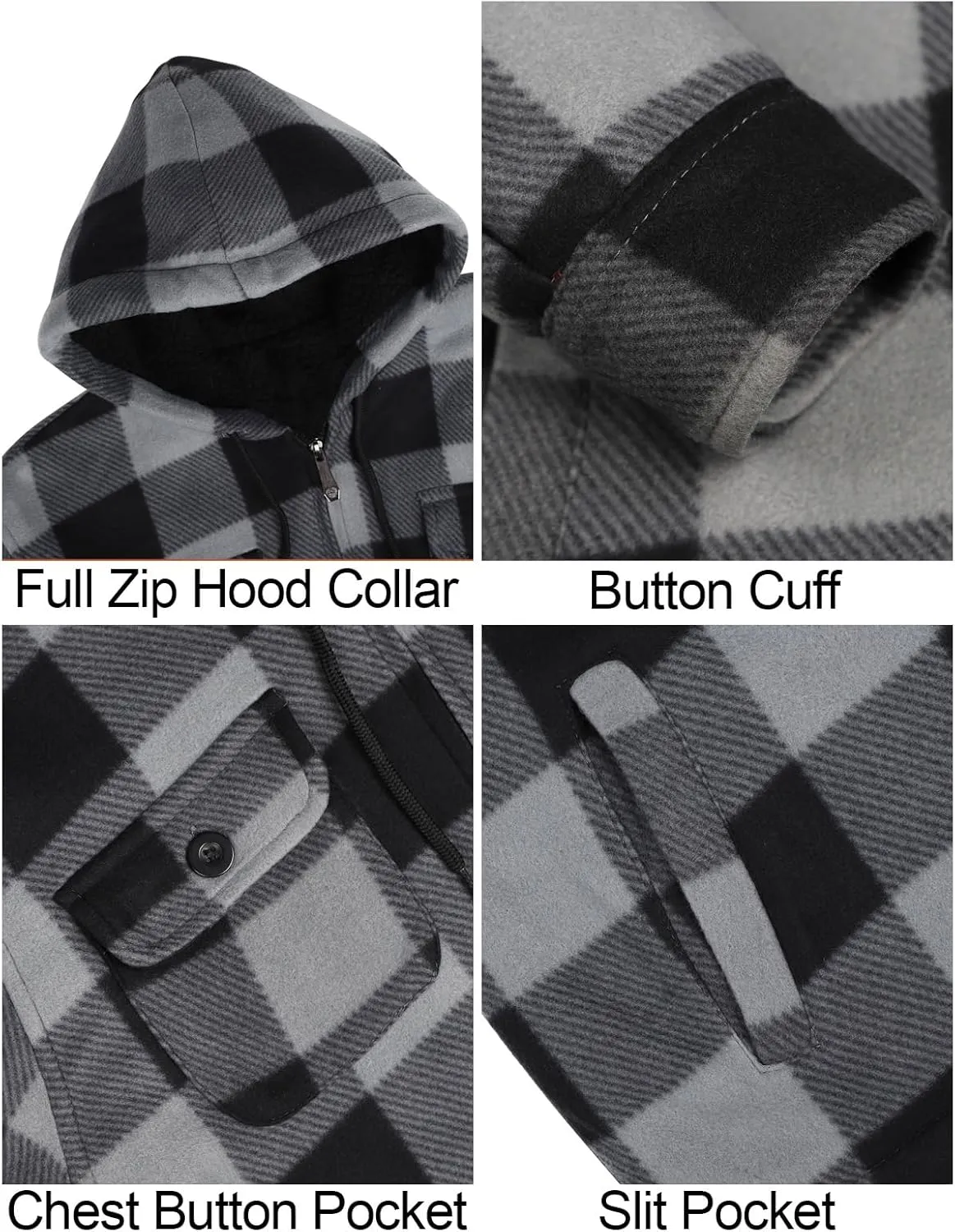 Yasumond Heavyweight Hoodie for Men Winter Fleece Lined Warm Jacket Full Zip Long Sleeve Outerwear