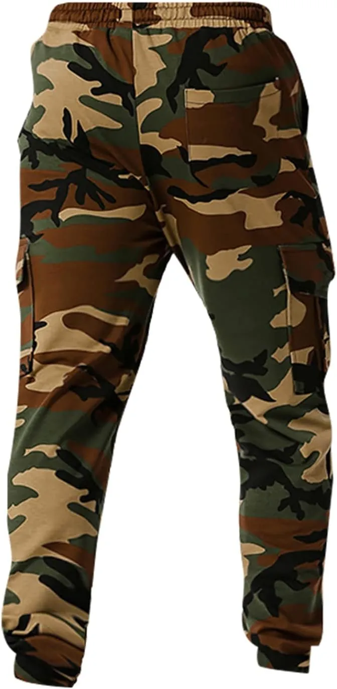 Ymosrh Mens Pants Fashion Men's Patchwork Camouflage Jogging Pants Outdoor Sports Fitness Stretch