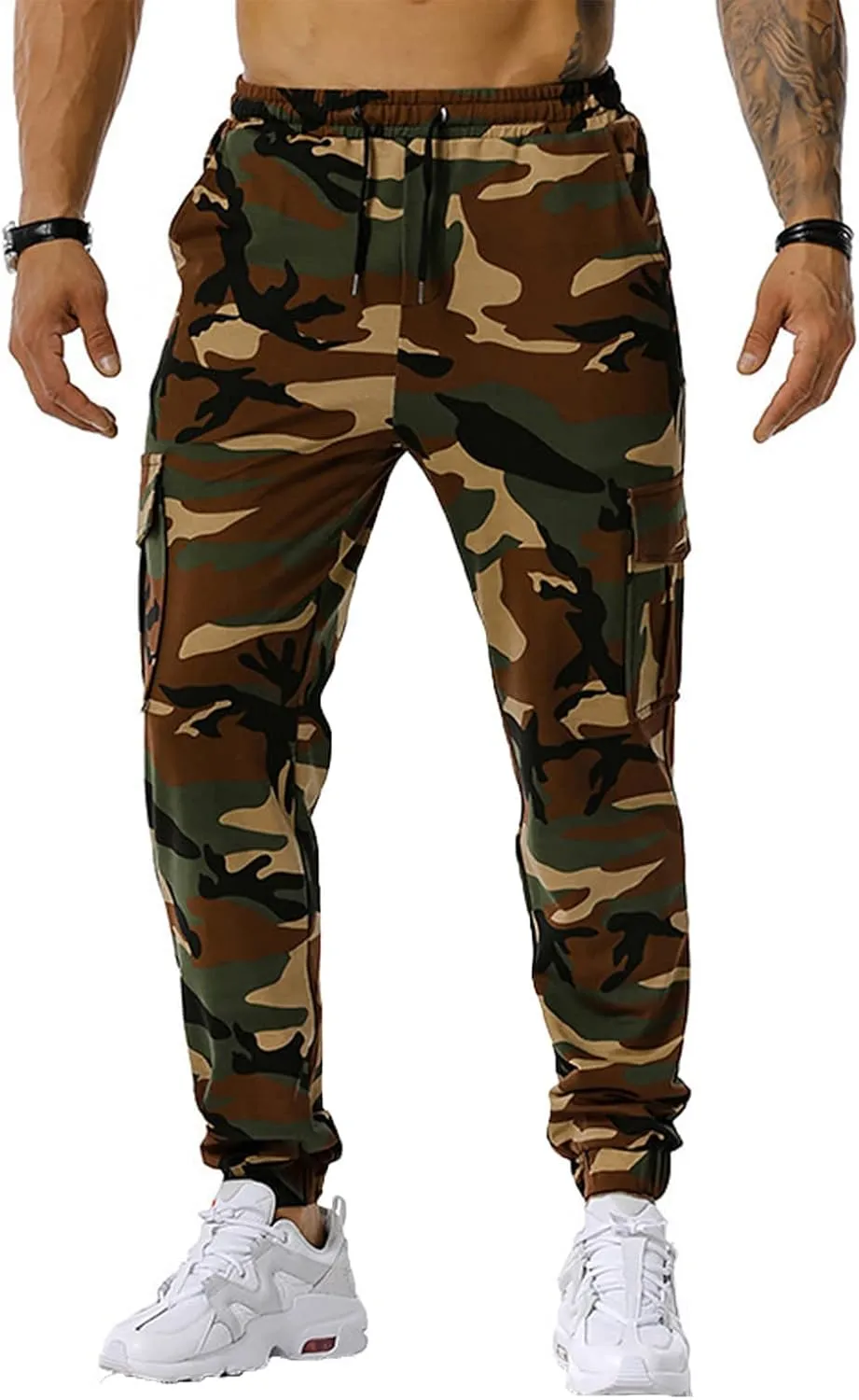 Ymosrh Mens Pants Fashion Men's Patchwork Camouflage Jogging Pants Outdoor Sports Fitness Stretch
