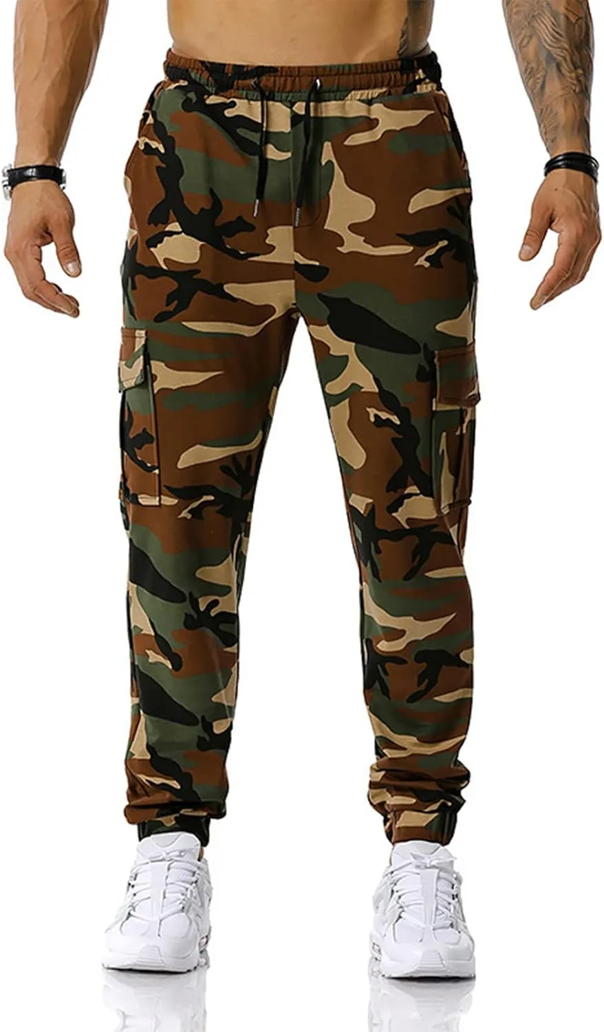 Ymosrh Mens Pants Fashion Men's Patchwork Camouflage Jogging Pants Outdoor Sports Fitness Stretch