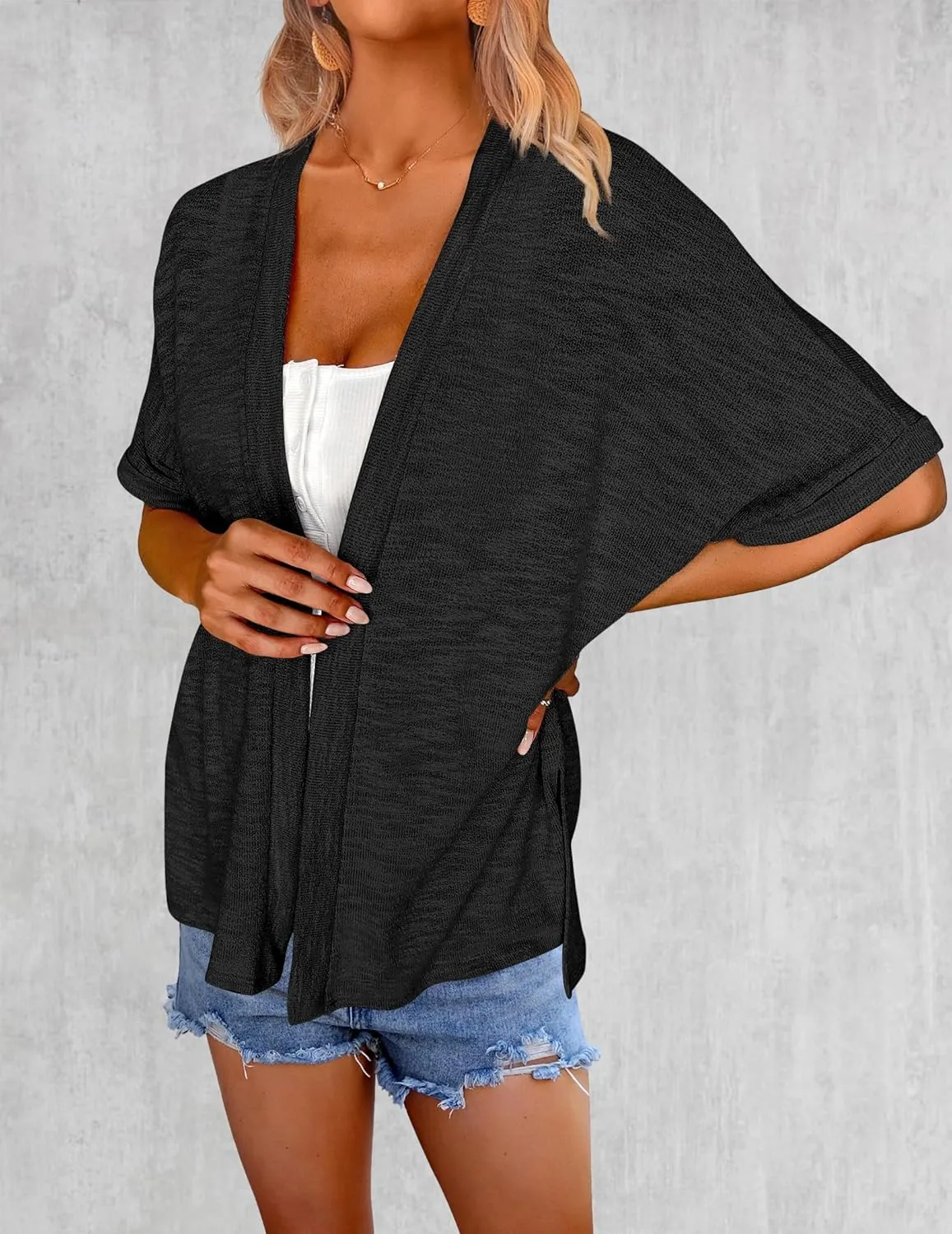 Zeagoo Womens Lightweight Cardigan 2025 Summer Short Sleeve Cardigans Open Front Beach Coverup,S-XXL