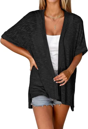 Zeagoo Womens Lightweight Cardigan 2025 Summer Short Sleeve Cardigans Open Front Beach Coverup,S-XXL