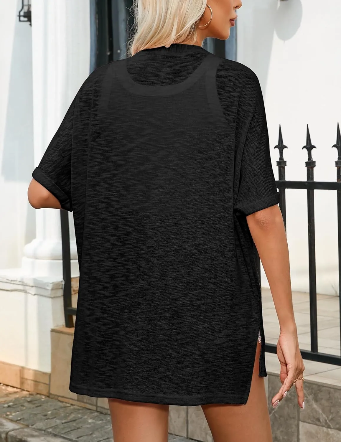 Zeagoo Womens Lightweight Cardigan 2025 Summer Short Sleeve Cardigans Open Front Beach Coverup,S-XXL