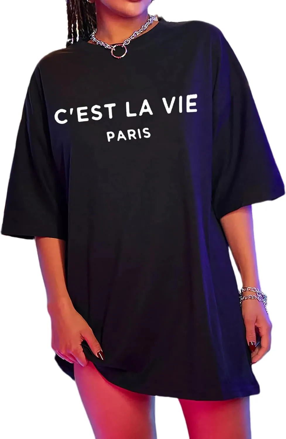 Zoyami Womens Oversized T Shirt Graphic Tee Casual Summer Loose Short Sleeve Top