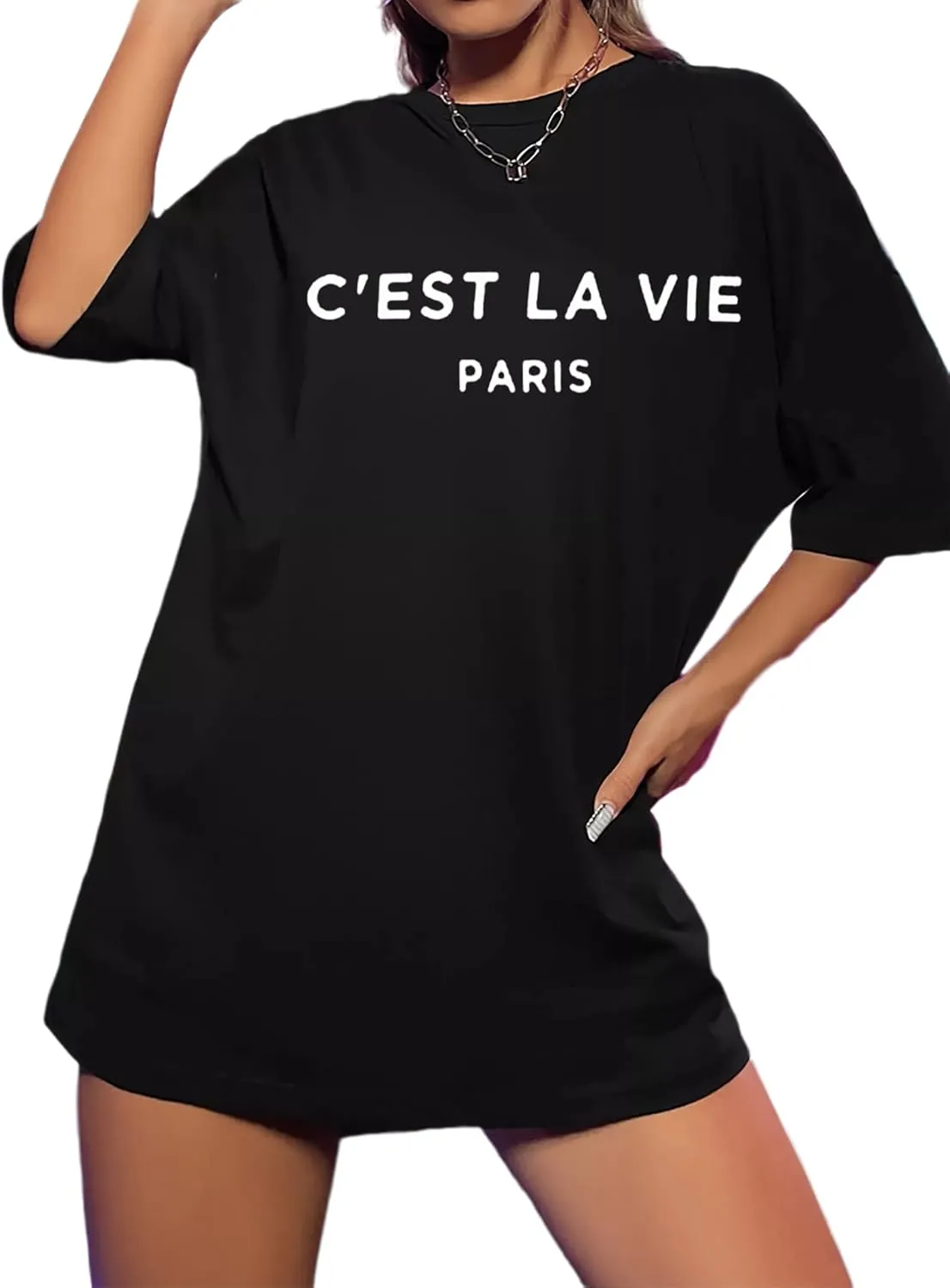 Zoyami Womens Oversized T Shirt Graphic Tee Casual Summer Loose Short Sleeve Top
